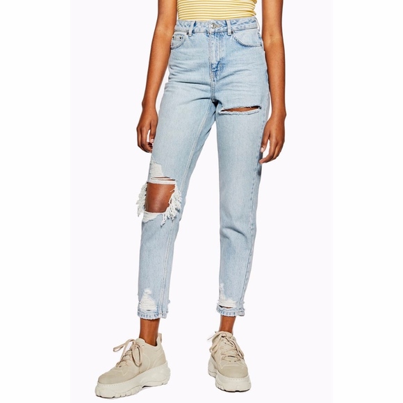 Topshop Denim - New TOPSHOP Willow Rip Mom Jeans W28